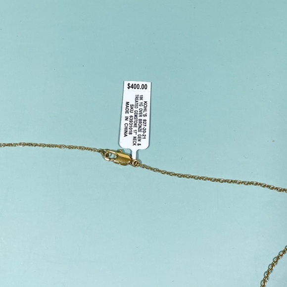 14 Gold Plated Marquise Gemstone Necklace - Picture 3 of 4